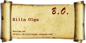 Billa Olga névjegykártya